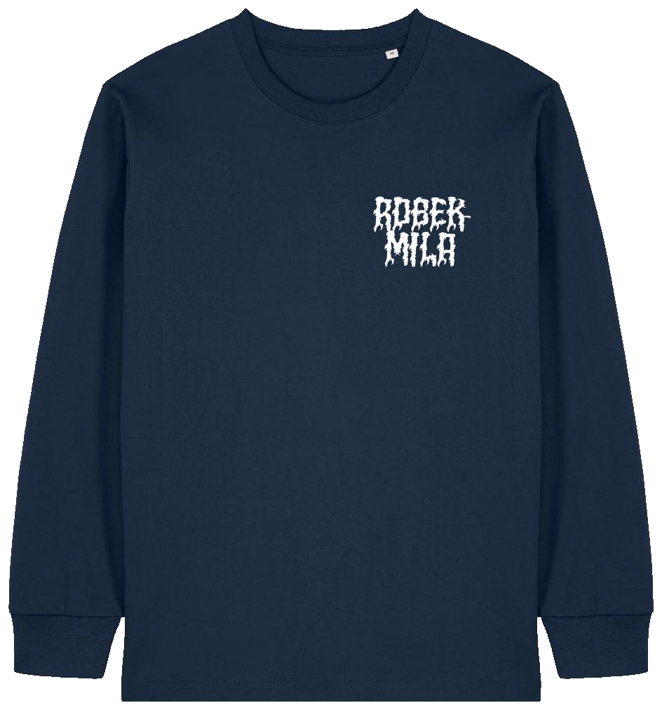 Robek-mila longsleeve forside — ROBEK-MILA-logo på brystet
